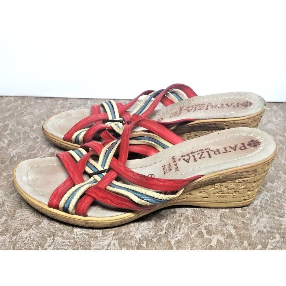 Patrizia by Spring Step MARGE Wedge Sandals Sz 38 MADE IN ITALY pink beige strap